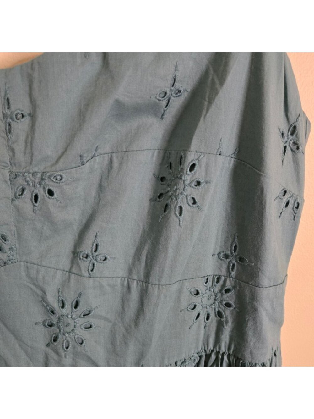 J.Crew NWT Eyelet Midi Dress Mineral Green Pockets Sweetheart Neckline Size 14 - Picture 7 of 13
